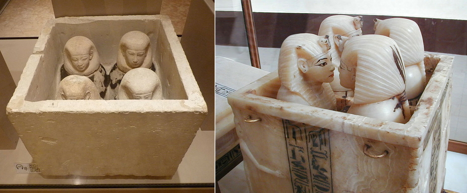 Tutankhamun Alabaster Canopic Chest Jar Sons of Horus Ancient Egypt